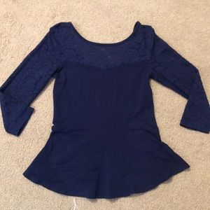 Navy blue 3/4 sleeve peplum top